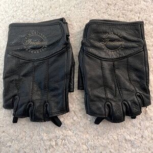 Indian Motorcycle Black Leather Fingerless Women's Gloves